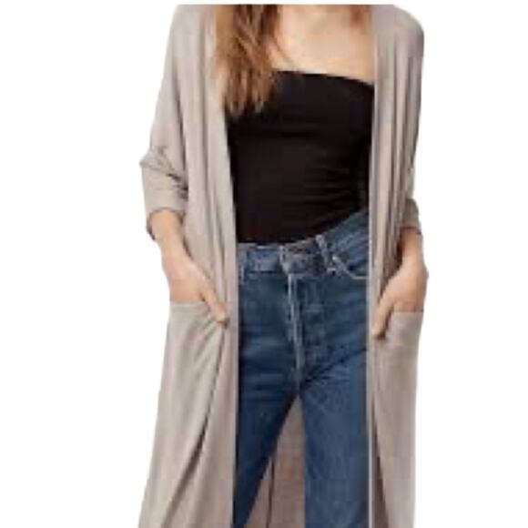 WILFRED FREE Aritzia Zlata Light Gray Long Cardigan Pockets‎ Size XXS - Picture 1 of 10